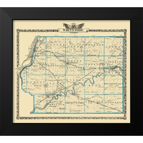 Whiteside Illinois Landowner - Warner 1876 Black Modern Wood Framed Art Print by Warner