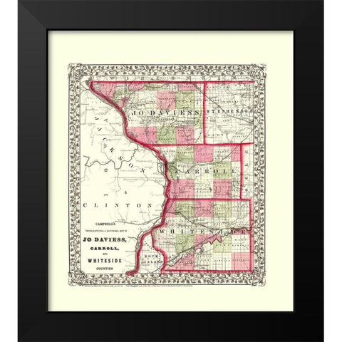 Whiteside  Jo Daviess  Carroll Illinois Black Modern Wood Framed Art Print by Campbell