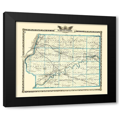 Whiteside Illinois Landowner - Warner 1870 Black Modern Wood Framed Art Print with Double Matting by Warner