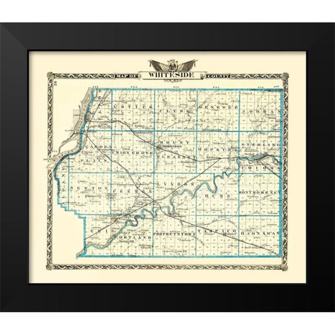 Whiteside Illinois Landowner - Warner 1870 Black Modern Wood Framed Art Print by Warner