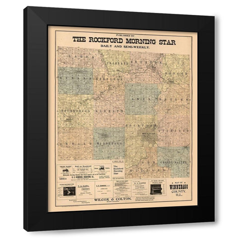 Winnebago County Illinois - Hixson 1902  Black Modern Wood Framed Art Print by Hixson