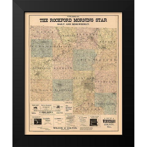 Winnebago County Illinois - Hixson 1902  Black Modern Wood Framed Art Print by Hixson