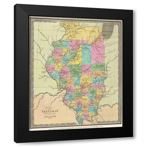 Illinois - Burr 1834 Black Modern Wood Framed Art Print by Burr