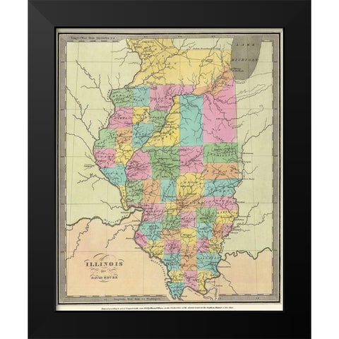 Illinois - Burr 1834 Black Modern Wood Framed Art Print by Burr