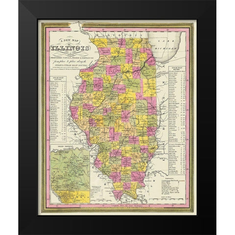 Illinois - Mitchell 1846 Black Modern Wood Framed Art Print by Mitchell