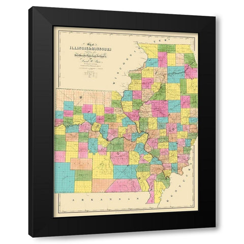 Illinois, Missouri - Burr 1839 Black Modern Wood Framed Art Print by Burr