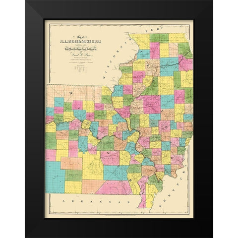 Illinois, Missouri - Burr 1839 Black Modern Wood Framed Art Print by Burr