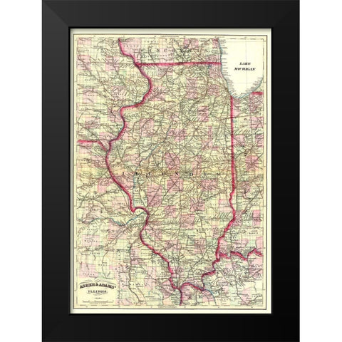 Illinois - Asher  1874 Black Modern Wood Framed Art Print by Asher