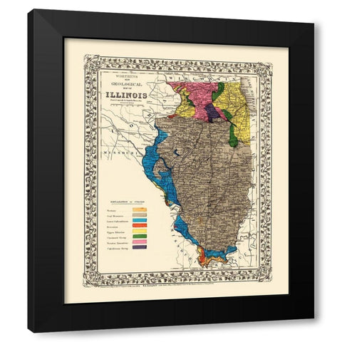 Illinois State Mining - Worthens 1869 Black Modern Wood Framed Art Print by Worthens