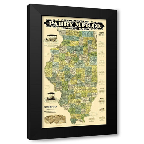 Illinois - Burford 1880 Black Modern Wood Framed Art Print by Burford