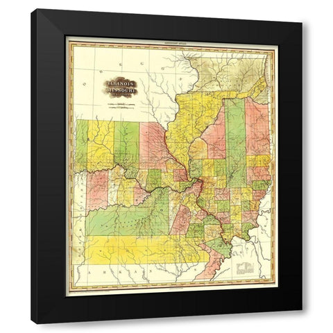 Illinois, Missouri - Tanner 1823 Black Modern Wood Framed Art Print by Tanner