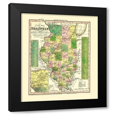 Stage, Steam Boat Routes - Tanner 1836 Black Modern Wood Framed Art Print by Tanner