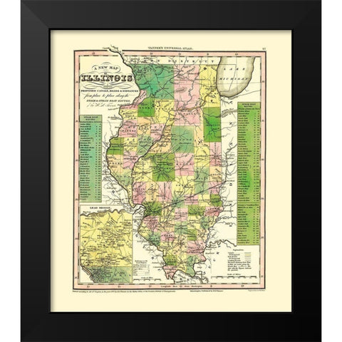 Stage, Steam Boat Routes - Tanner 1836 Black Modern Wood Framed Art Print by Tanner