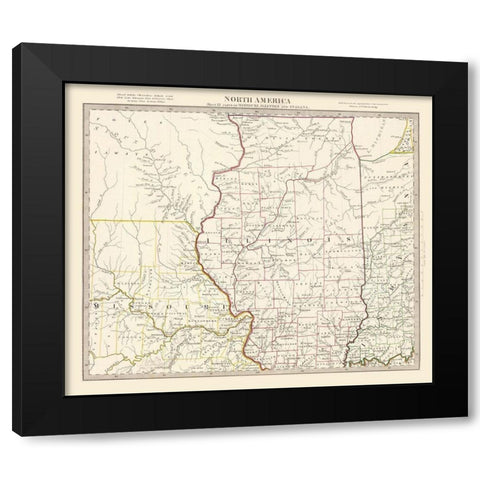 Illinois - Walker 1846 Black Modern Wood Framed Art Print by Walker