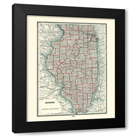Illinois - Rathbun 1893 Black Modern Wood Framed Art Print by Rathbun
