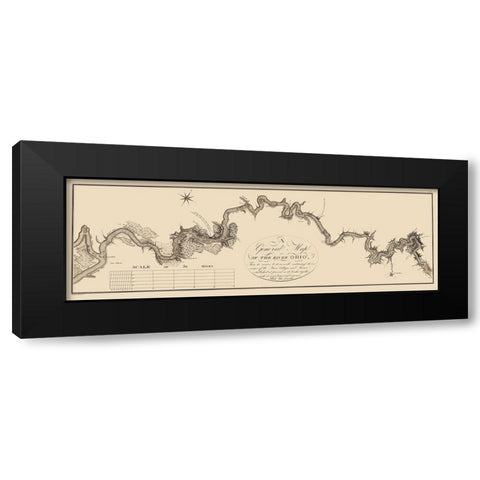 Ohio River Illinois - Collot 1796 Black Modern Wood Framed Art Print by Collot