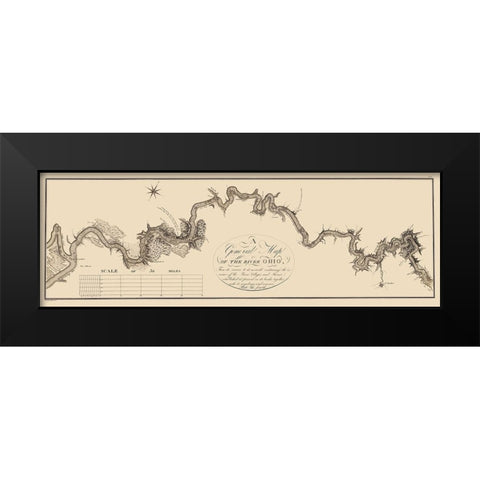 Ohio River Illinois - Collot 1796 Black Modern Wood Framed Art Print by Collot