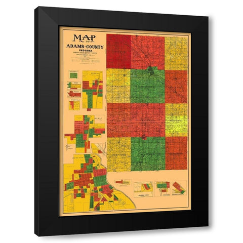 Adams Indiana Landowner - Boegley 1908 Black Modern Wood Framed Art Print with Double Matting by Boegley