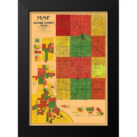 Adams Indiana Landowner - Boegley 1908 Black Modern Wood Framed Art Print by Boegley