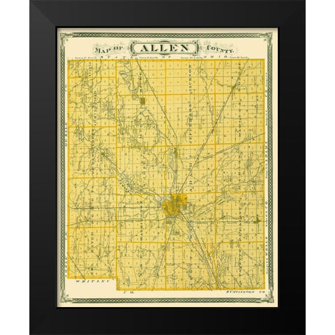 Allen Indiana Landowner - Andreas 1876 Black Modern Wood Framed Art Print by Andreas