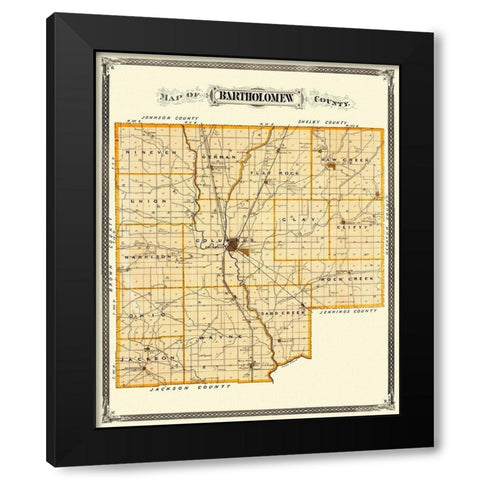 Bartholomew Indiana Landowner - Andreas 1876 Black Modern Wood Framed Art Print by Andreas