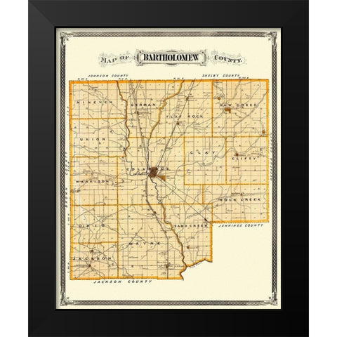 Bartholomew Indiana Landowner - Andreas 1876 Black Modern Wood Framed Art Print by Andreas