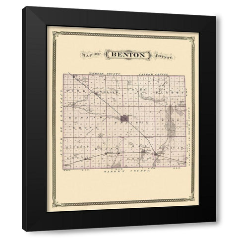 Benton Indiana - Andreas 1876 Black Modern Wood Framed Art Print with Double Matting by Andreas