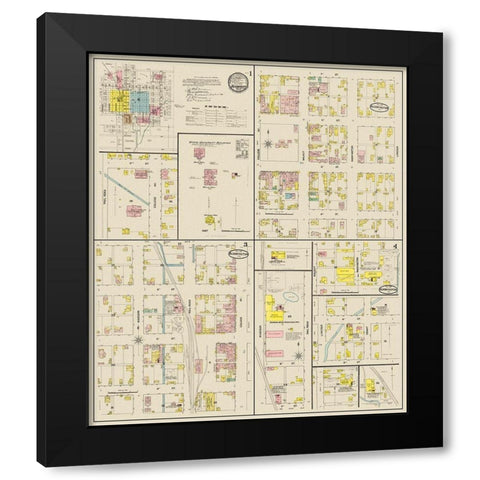 Bloomington Indiana Landowner - Sanborn 1887 Black Modern Wood Framed Art Print with Double Matting by Sanborn