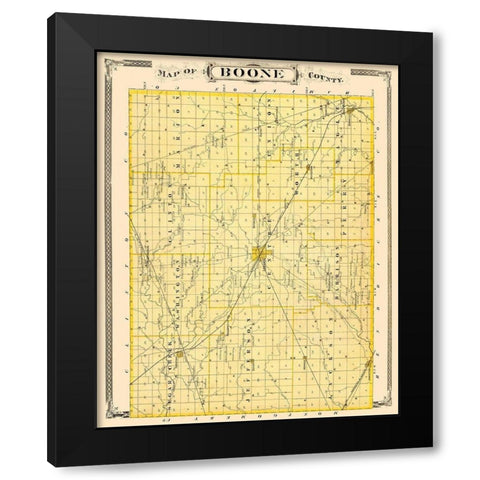 Boone Indiana - Andreas 1876 Black Modern Wood Framed Art Print with Double Matting by Andreas