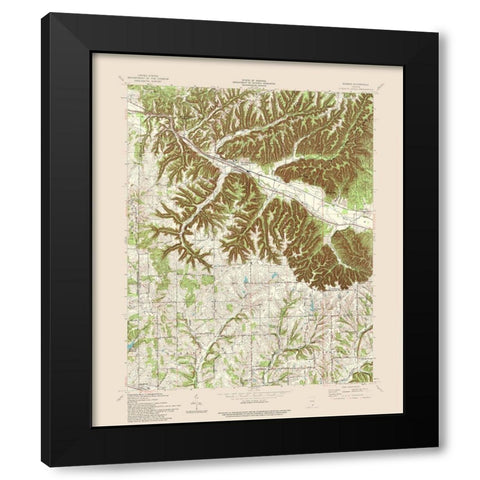 Borden Indiana Quad - USGS 1966 Black Modern Wood Framed Art Print with Double Matting by USGS