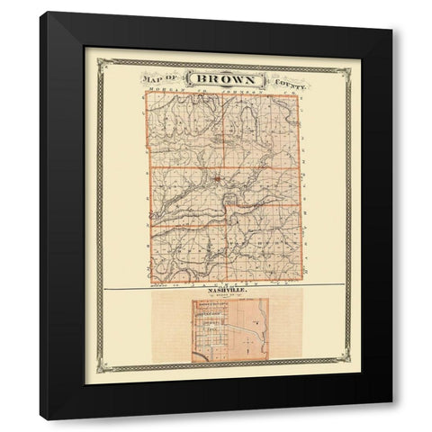 Brown Indiana Landowner - Andreas 1876 Black Modern Wood Framed Art Print with Double Matting by Andreas
