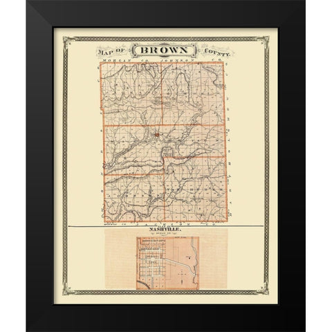 Brown Indiana Landowner - Andreas 1876 Black Modern Wood Framed Art Print by Andreas