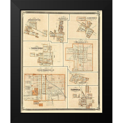 Brownsburg, Plainfield, Jamestown Indiana Black Modern Wood Framed Art Print by Baskin