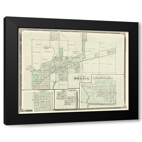 Brazil,Spencer, Bowling Green Indiana Landowner Black Modern Wood Framed Art Print with Double Matting by Baskin