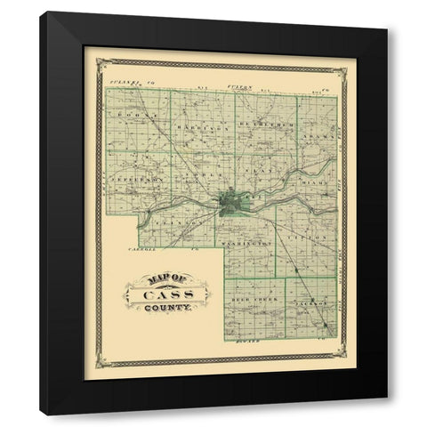 Cass Indiana Landowner - Andreas 1876 Black Modern Wood Framed Art Print with Double Matting by Andreas
