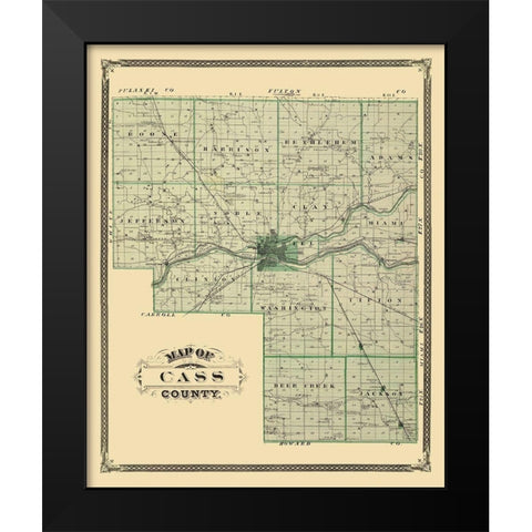 Cass Indiana Landowner - Andreas 1876 Black Modern Wood Framed Art Print by Andreas