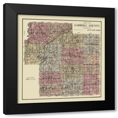 Carroll County Indiana - Landis 1898  Black Modern Wood Framed Art Print by Landis
