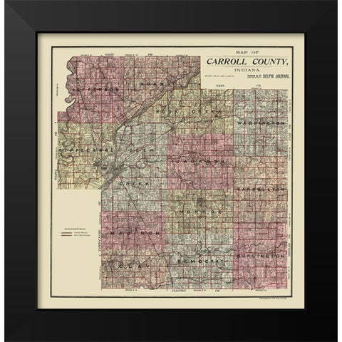 Carroll County Indiana - Landis 1898  Black Modern Wood Framed Art Print by Landis