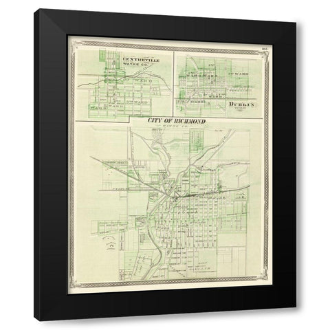 Centreville, Dublin, Richmond Indiana - Baskin Black Modern Wood Framed Art Print with Double Matting by Baskin