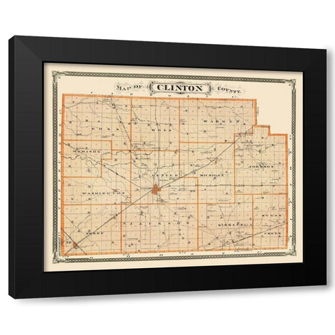 Clinton Indiana Landowner - Andreas 1876 Black Modern Wood Framed Art Print by Andreas