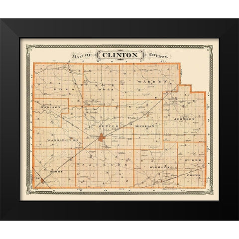 Clinton Indiana Landowner - Andreas 1876 Black Modern Wood Framed Art Print by Andreas