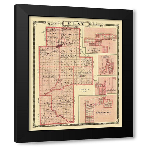 Clay Indiana Landowner - Andreas 1876 Black Modern Wood Framed Art Print by Andreas