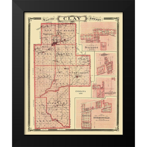 Clay Indiana Landowner - Andreas 1876 Black Modern Wood Framed Art Print by Andreas