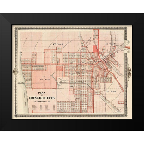 Council Bluffs Iowa - Andreas 1875 Black Modern Wood Framed Art Print by Andreas