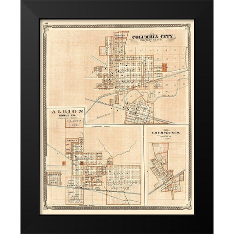 Columbus City, Abion, Churubusco Indiana Black Modern Wood Framed Art Print by Baskin