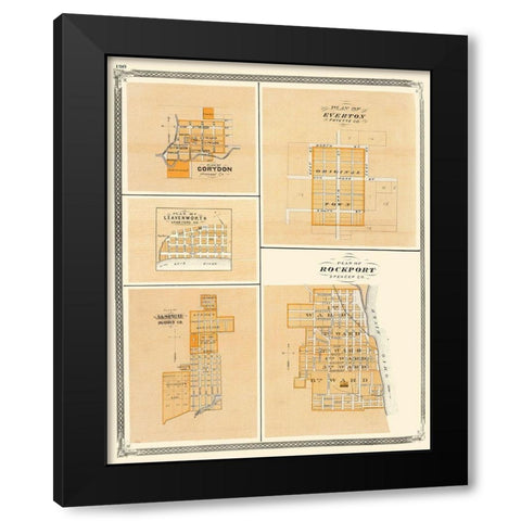Corydon, Everton, Leavenworth, Jasper Indiana Black Modern Wood Framed Art Print with Double Matting by Baskin