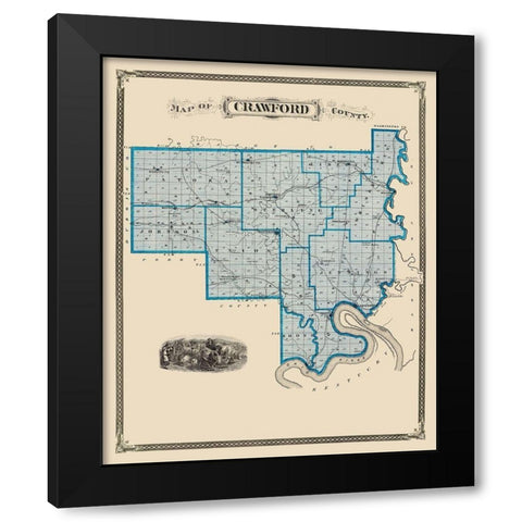 Crawford Indiana Landowner - Andreas 1876 Black Modern Wood Framed Art Print by Andreas