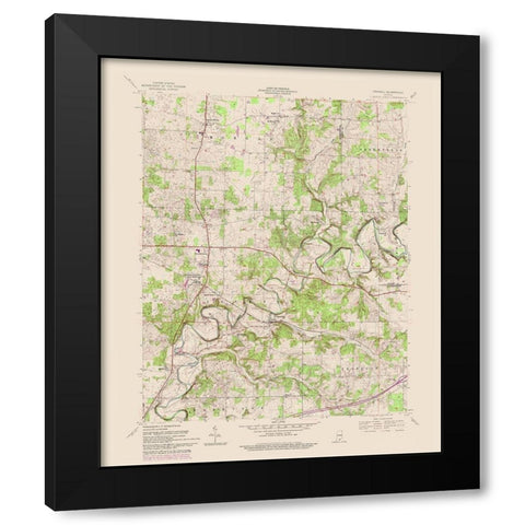 Crandall Indiana Quad - USGS 1954 Black Modern Wood Framed Art Print by USGS