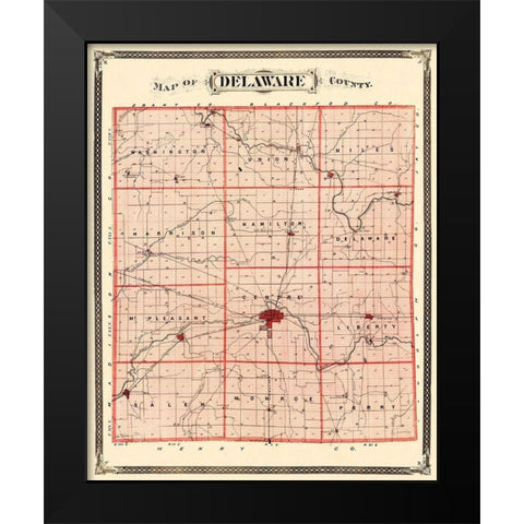 Delaware  Muncie Indiana - Andreas 1876 Black Modern Wood Framed Art Print by Andreas