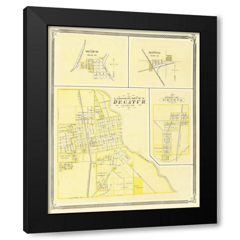 Decatur Indiana - Baskin 1876 Black Modern Wood Framed Art Print by Baskin